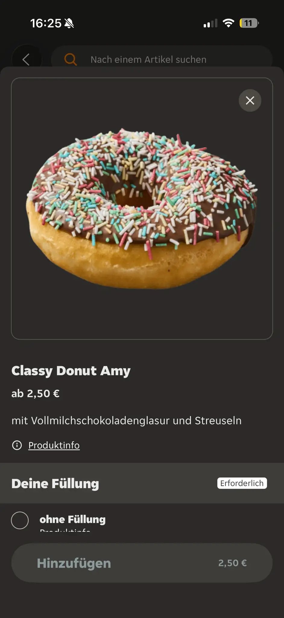 Classy Donut Dave mit Vollmilchschokoladenglasur